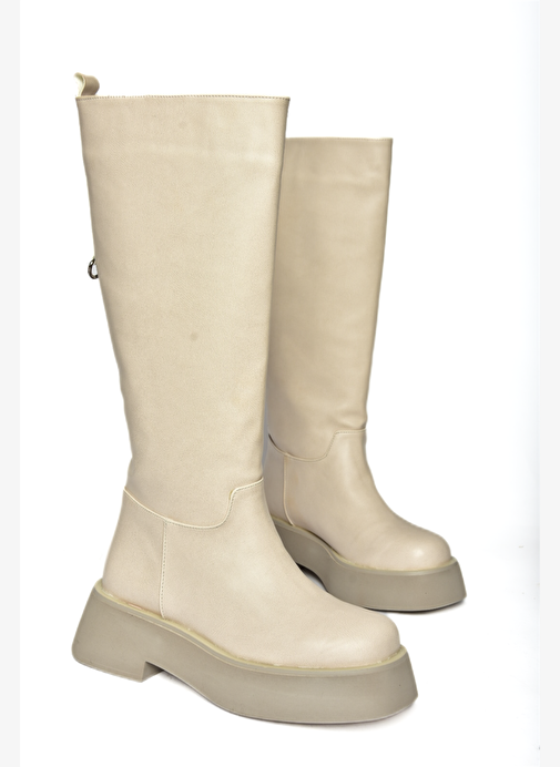 R610067009 Bej Kalın Tabanlı Çizme - Görsel 8