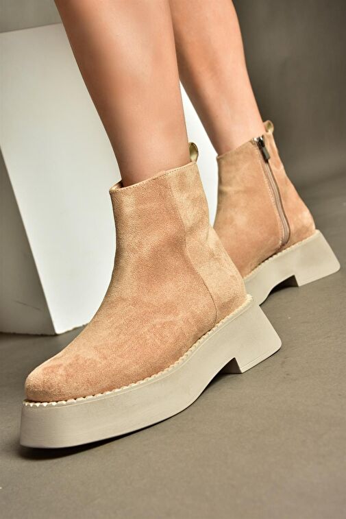R820190202 Ten Süet Kalın Tabanlı Kadın Bot - Görsel 6