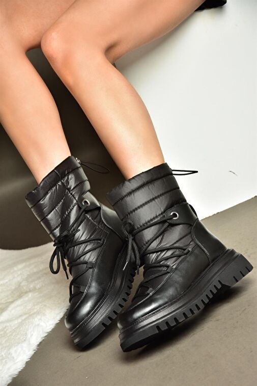 R312102404 Siyah Paraşüt Kumaş Kadın Bot - Görsel 3