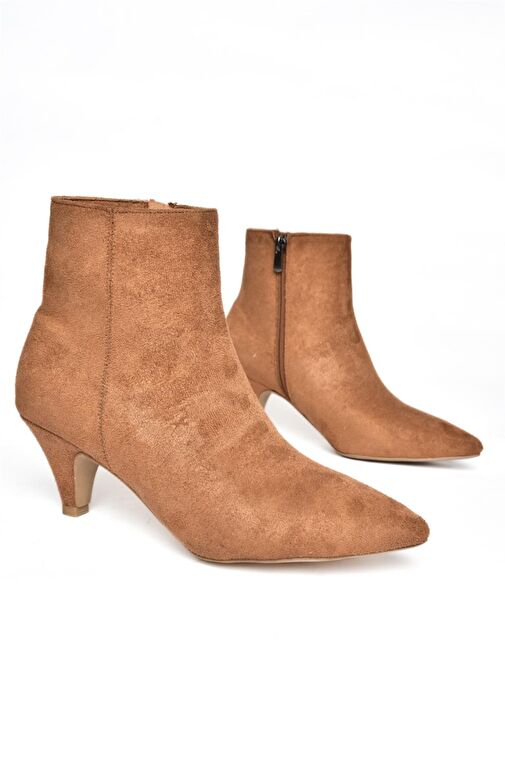 R404710002 Taba Süet Alçak Topuklu Kadın Bot - Görsel 6