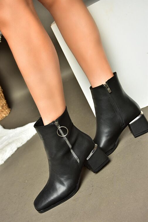 R524500309 Siyah Kalın Topuklu Kadın Bot - Görsel 4