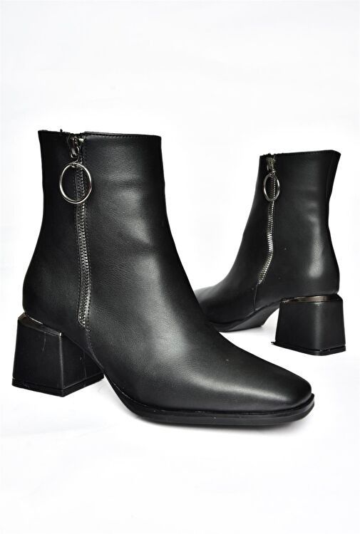 R524500309 Siyah Kalın Topuklu Kadın Bot - Görsel 5