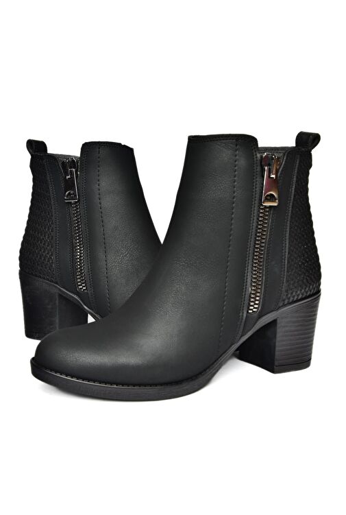 R674161009 Siyah Kalın Topuklu Kadın Bot - Görsel 6