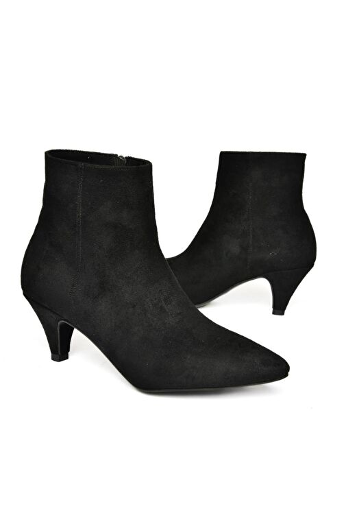 R404710002 Siyah Süet Alçak Topuklu Kadın Bot - Görsel 6