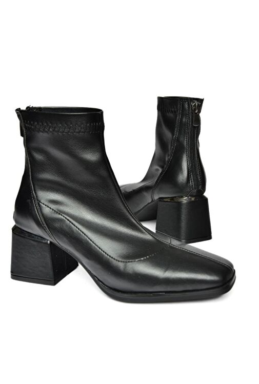 R524060809 Siyah Kalın Topuklu Kadın Bot - Görsel 7