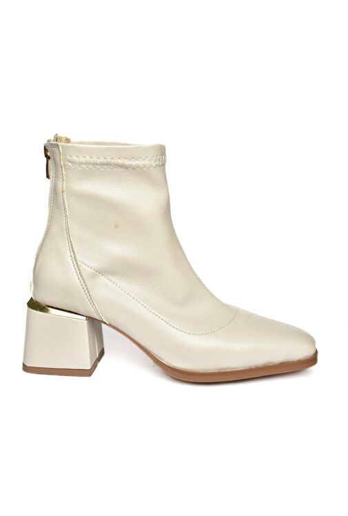 R524060809 Bej Kalın Topuklu Kadın Bot - Görsel 8