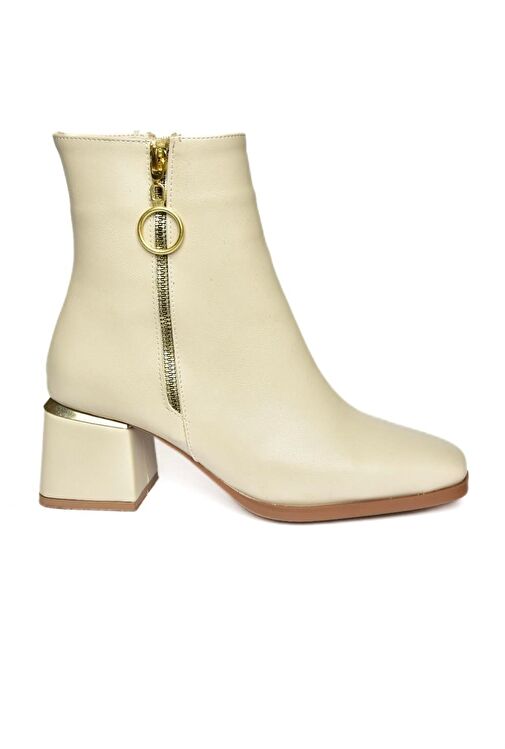 R524500309 Bej Kalın Topuklu Kadın Bot - Görsel 8