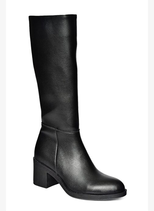 R404800509 Siyah Alçak Topuklu Kadın Çizme - Görsel 7