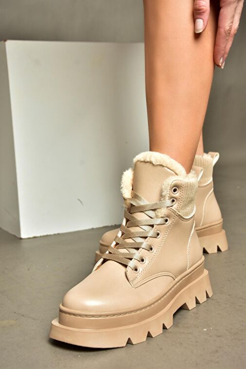 R250008009 Ten Kalın Tabanlı Kadın Postal Bot - Görsel 3