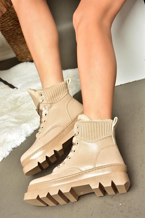 R250008009 Ten Kalın Tabanlı Kadın Postal Bot - Görsel 4