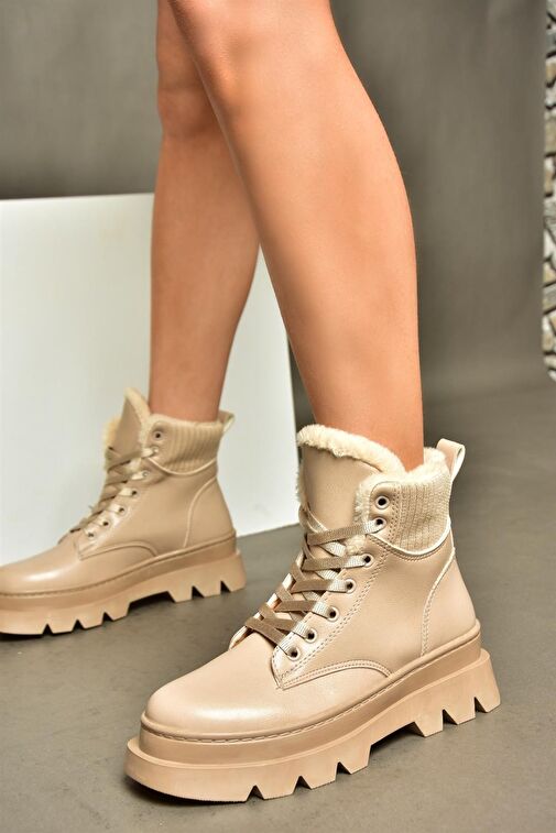 R250008009 Ten Kalın Tabanlı Kadın Postal Bot - Görsel 5