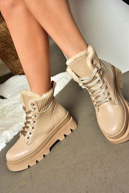 R250008009 Ten Kalın Tabanlı Kadın Postal Bot - Görsel 6