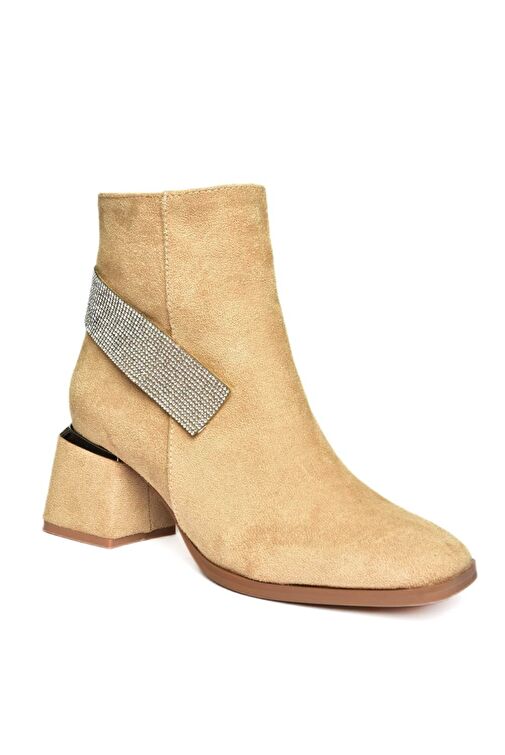 R241442202 Ten Süet Taş Aksesuarlı Kalın Topuklu Kadın Bot - Görsel 6