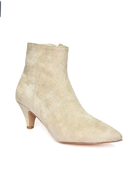 R404710002 Bej Süet Alçak Topuklu Kadın Bot - Görsel 6