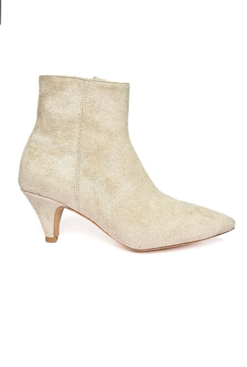 R404710002 Bej Süet Alçak Topuklu Kadın Bot - Görsel 8