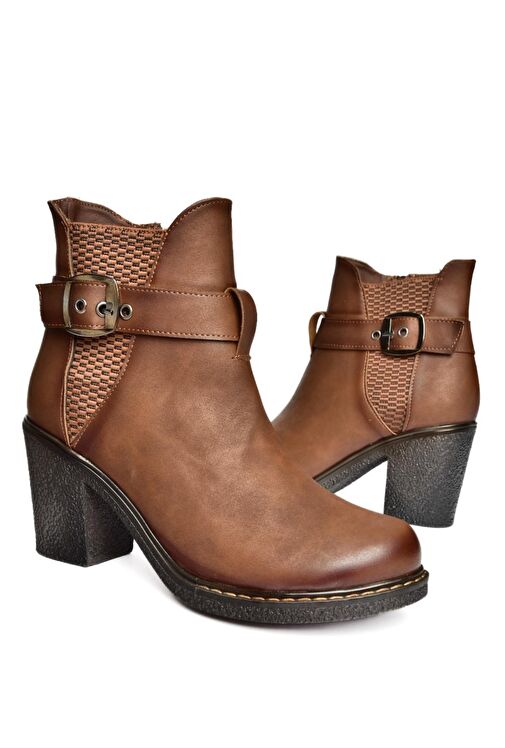 R674151409 Taba Kalın Topuklu Kadın Bot - Görsel 7