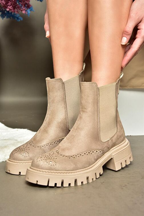 R312152902 Vizon Süet Kalın Tabanlı Kadın Bot - Görsel 5