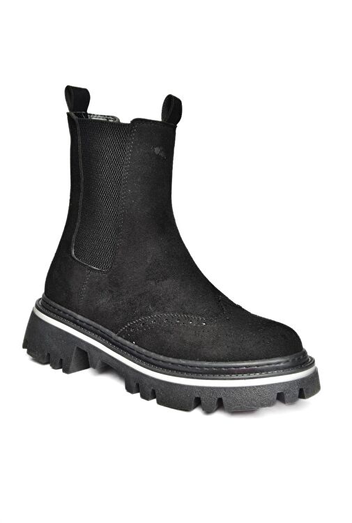 R524902302 Siyah Süet Kalın Tabanlı Kadın Bot - Görsel 7