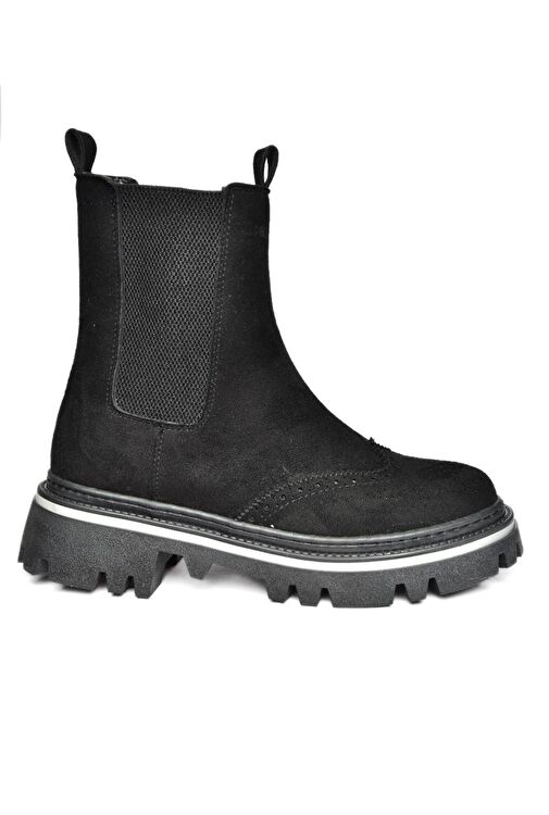 R524902302 Siyah Süet Kalın Tabanlı Kadın Bot - Görsel 8