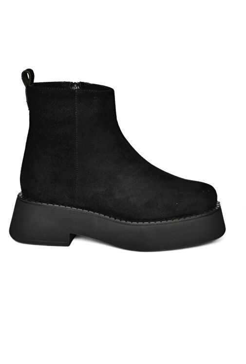 R820190202 Siyah Süet Kalın Tabanlı Kadın Bot - Görsel 8