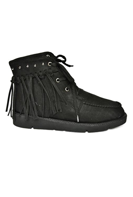 R973530502 Siyah Süet Püsküllü Kadın Bot - Görsel 8