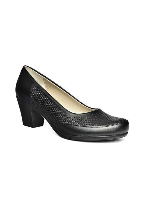 Fox Shoes Siyah Kadın Deri Topuklu Ayakkabı 11590 - Görsel 2