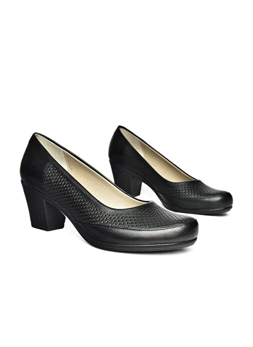 Fox Shoes Siyah Kadın Deri Topuklu Ayakkabı 11590 - Görsel 4