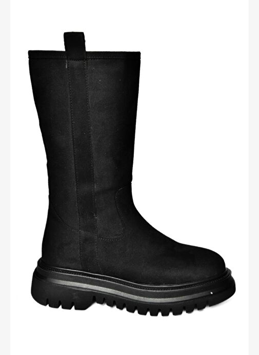 R312104902 Siyah Süet Kalın Tabanlı Kadın Çizme - Görsel 7