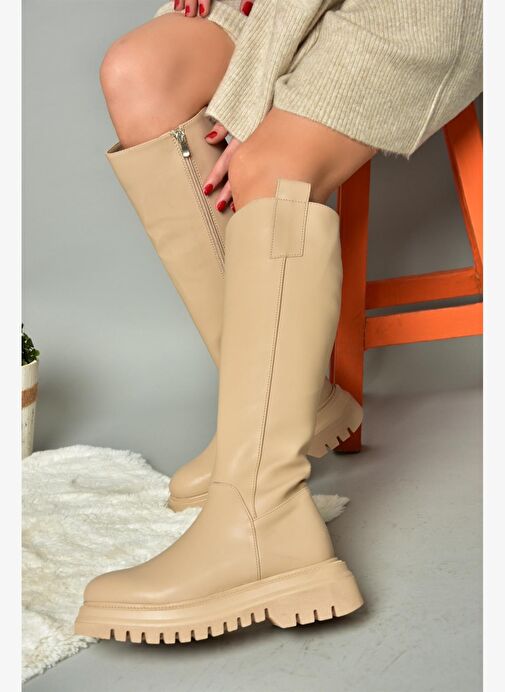 R312401309 Ten Kalın Tabanlı Kadın Çizme - Görsel 4