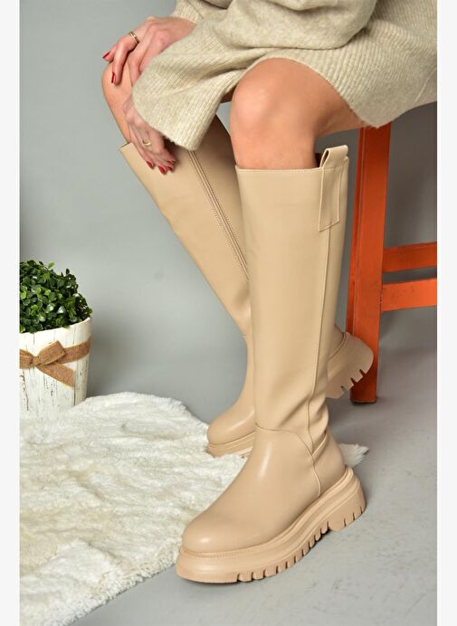 R312401309 Ten Kalın Tabanlı Kadın Çizme - Görsel 6