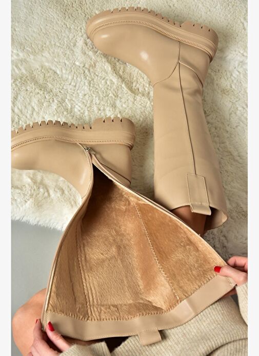 R312401309 Ten Kalın Tabanlı Kadın Çizme - Görsel 3