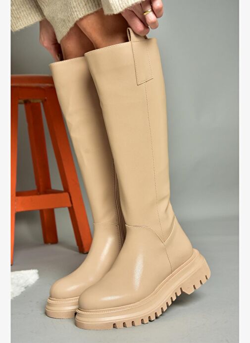 R312401309 Ten Kalın Tabanlı Kadın Çizme - Görsel 2