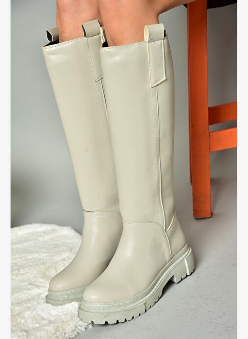 R973201109 Gri Kalın Tabanlı Kadın Çizme - Görsel 3