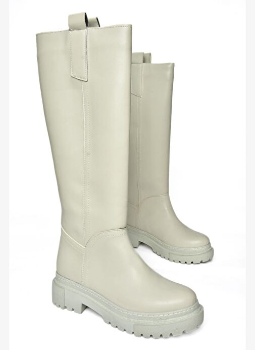 R973201109 Gri Kalın Tabanlı Kadın Çizme - Görsel 6