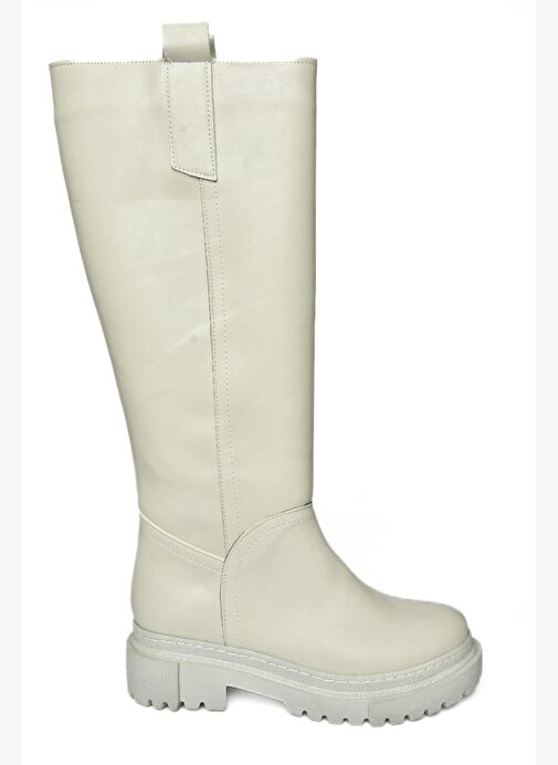 R973201109 Gri Kalın Tabanlı Kadın Çizme - Görsel 7