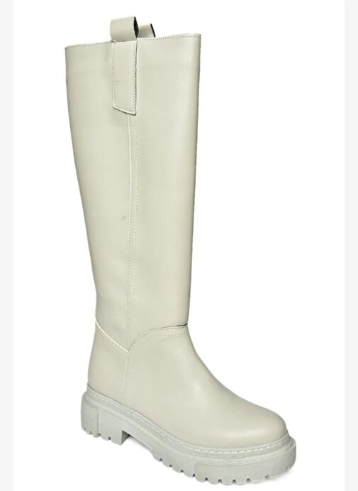 R973201109 Gri Kalın Tabanlı Kadın Çizme - Görsel 8