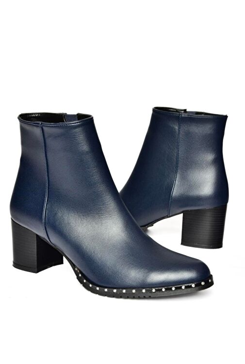 C654013309 Lacivert Kalın Topuklu Kadın Bot - Görsel 4