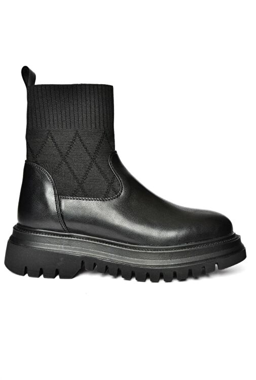 R312100609 Siyah Kalın Tabanlı Kadın Bot - Görsel 7