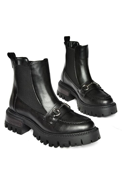 R312154109 Siyah Kalın Tabanlı Kadın Bot - Görsel 6