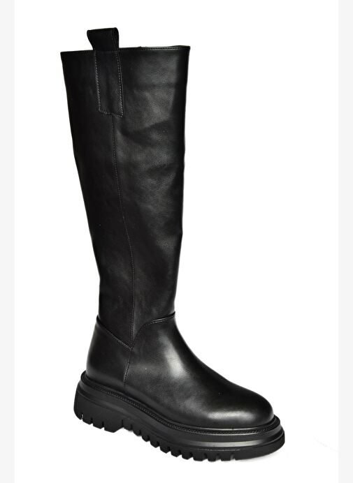 R312401309 Siyah Kalın Tabanlı Kadın Çizme - Görsel 6