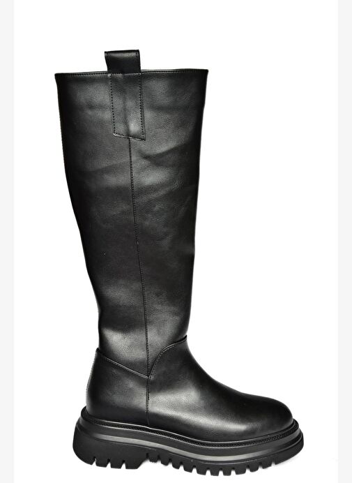 R312401309 Siyah Kalın Tabanlı Kadın Çizme - Görsel 7