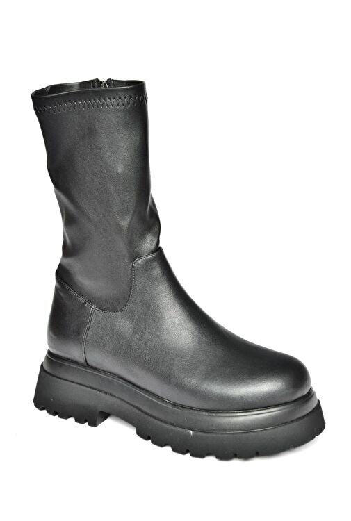 R267042009 Siyah Kalın Tabanlı Kadın Bot - Görsel 7