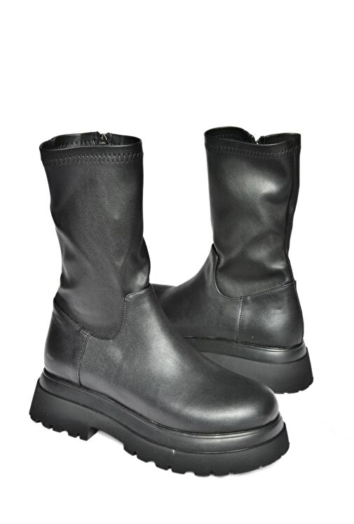 R267042009 Siyah Kalın Tabanlı Kadın Bot - Görsel 9