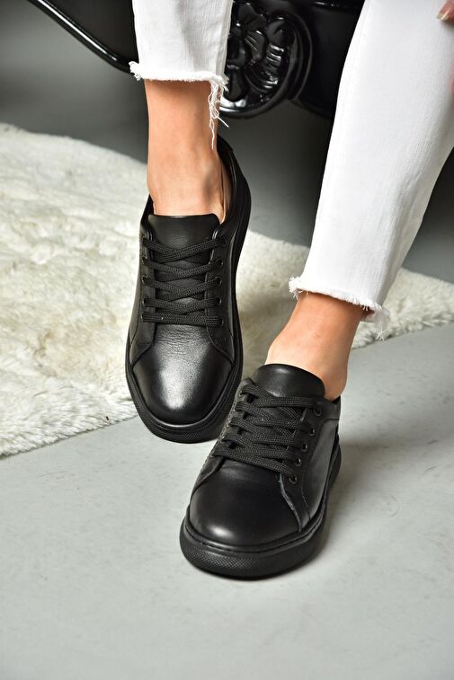 Fox Shoes Siyah Kadın Deri Sneaker 11699 - Görsel 4