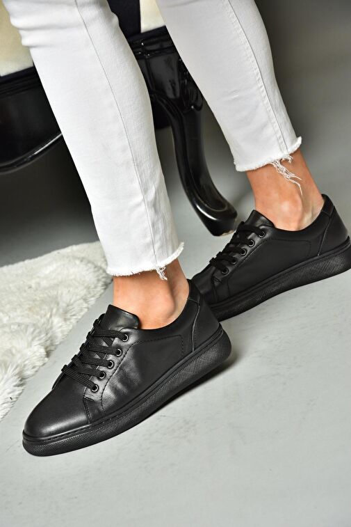 Fox Shoes Siyah Kadın Deri Sneaker 11699 - Görsel 5