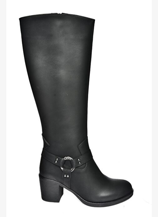 R674211309 Siyah Kalın Topuklu Kadın Çizme - Görsel 9