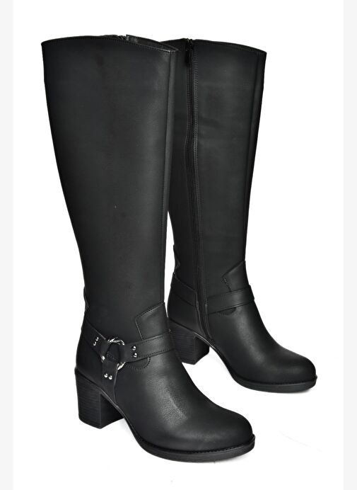 R674211309 Siyah Kalın Topuklu Kadın Çizme - Görsel 8