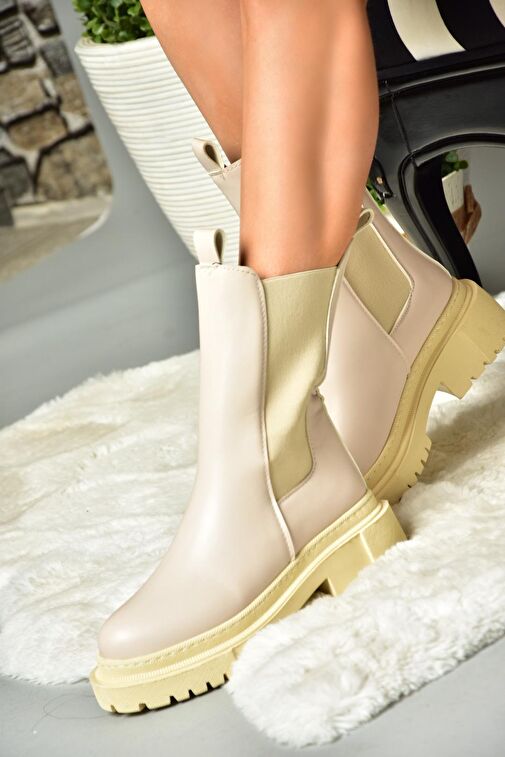 N280349009 Bej/Bej Kalın Tabanlı Günlük Kadın Bot - Görsel 3