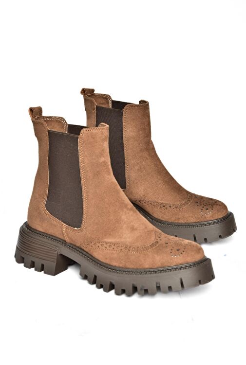 R312152902 Taba Süet Kalın Tabanlı Kadın Bot - Görsel 7