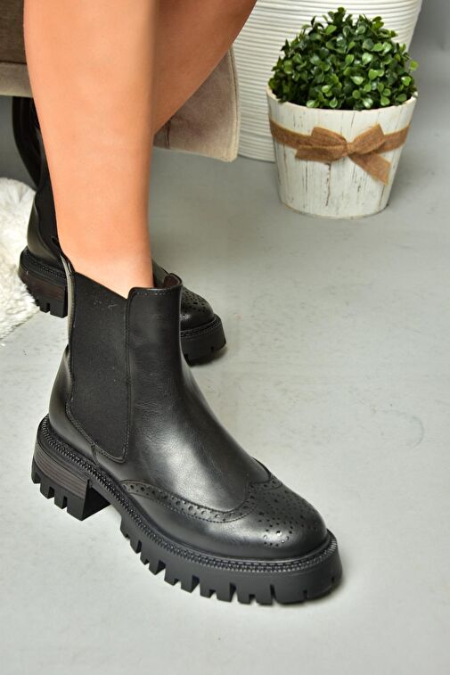 R312152909 Siyah Kalın Tabanlı Kadın Bot - Görsel 6